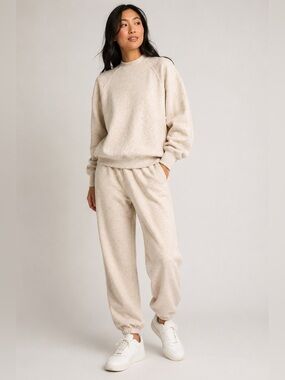 DSG Speckled Crewneck Sweatshirt Jogger Set Cream XS